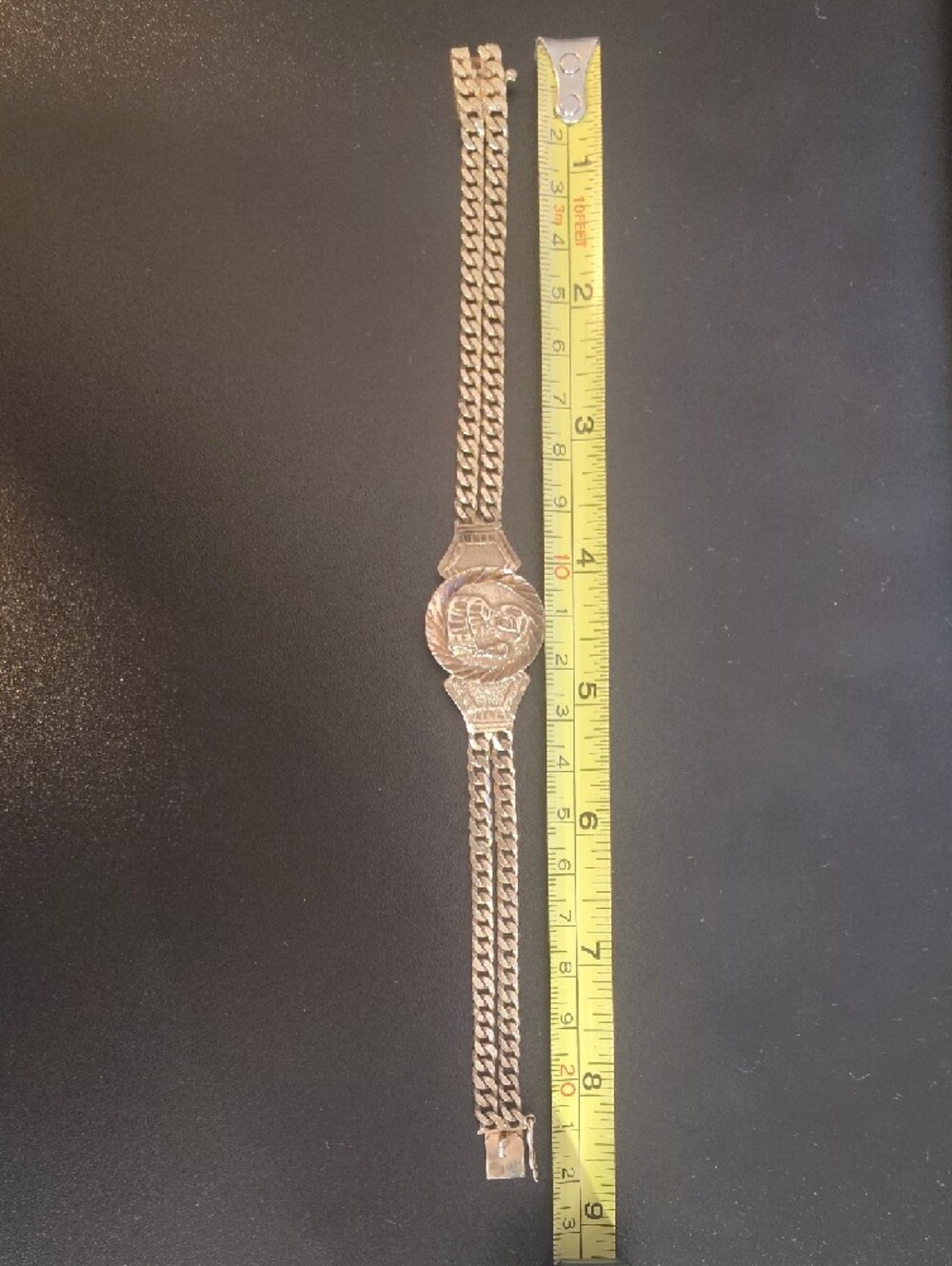 Vintage Heavy Solid 14k Gold Saint Barbara Cuban Link Bracelet - 25g (8.5") - Picture 12 of 16